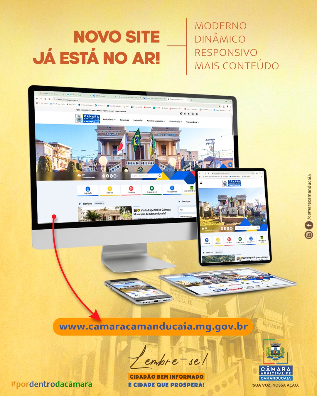 Photo by Câmara Municipal de Camanducaia on April 08, 2026. May be an image of tablet, poster and text.